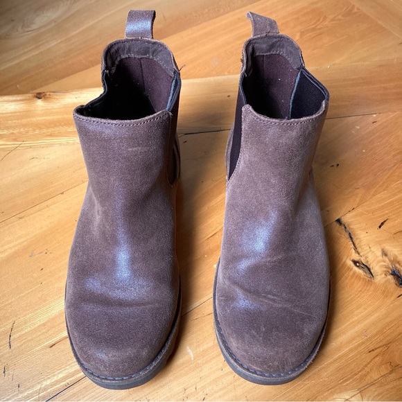 UGG Calum leather Chelsea boots sz 6 big kids ankle nubuck sherpa wool 1100170K - Picture 9 of 13